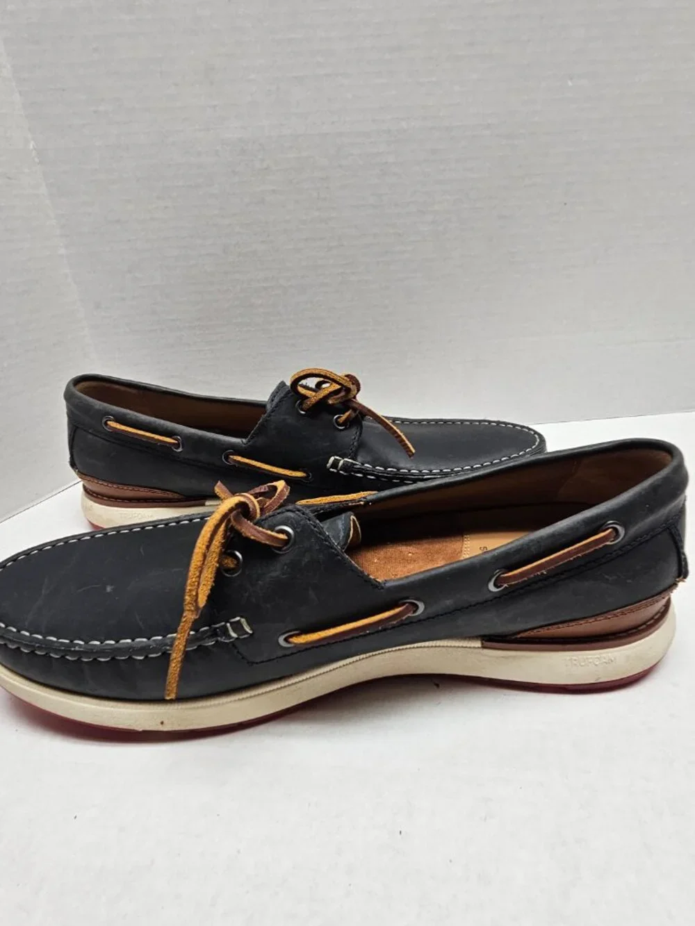 Mens Johnston & Murphy Tru Foam Boat 2 Eye Monaco Shoes Sheepskin Leather 12